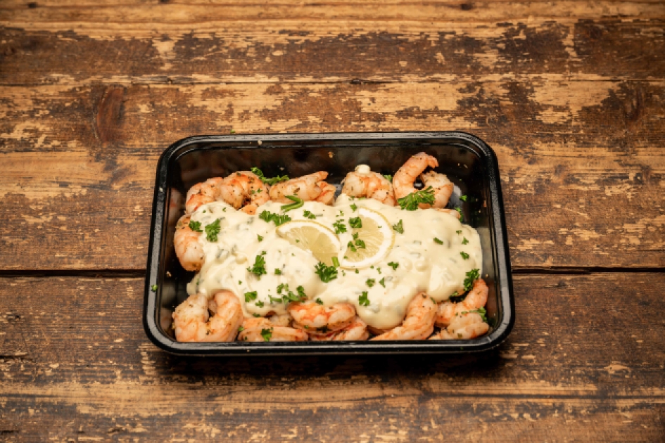 Gamba's in knoflook-roomsaus