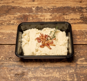 Knolselderijpuree met spekjes